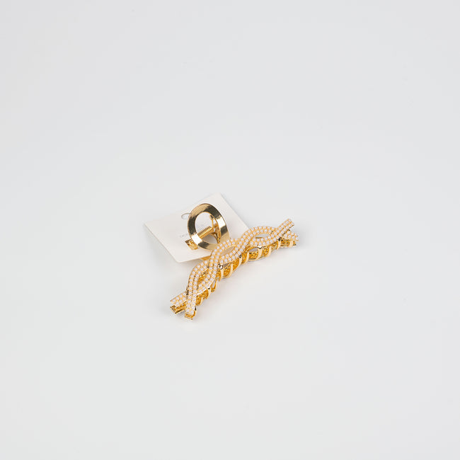 1NOM Pearl Ribbon Metal Hair Claw