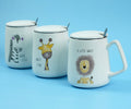 1NOM Cartoon Animal Big Belly Ceramic Mug with Spoon & Lid