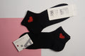 1NOM Heart Embroidery Women's Socks - 2 Pairs - Black