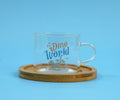 1NOM Glass Coffee Cup with Spoon & Saucer