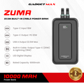 GADGET MAX - ZUMA 10000mAh PD+QC Built-In Cable Fast Charging Power Bank (20W+22.5W)