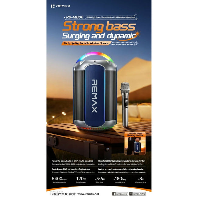 REMAX - RB-MB06 Lighting Party Bluetooth Wireless Speaker (120W )