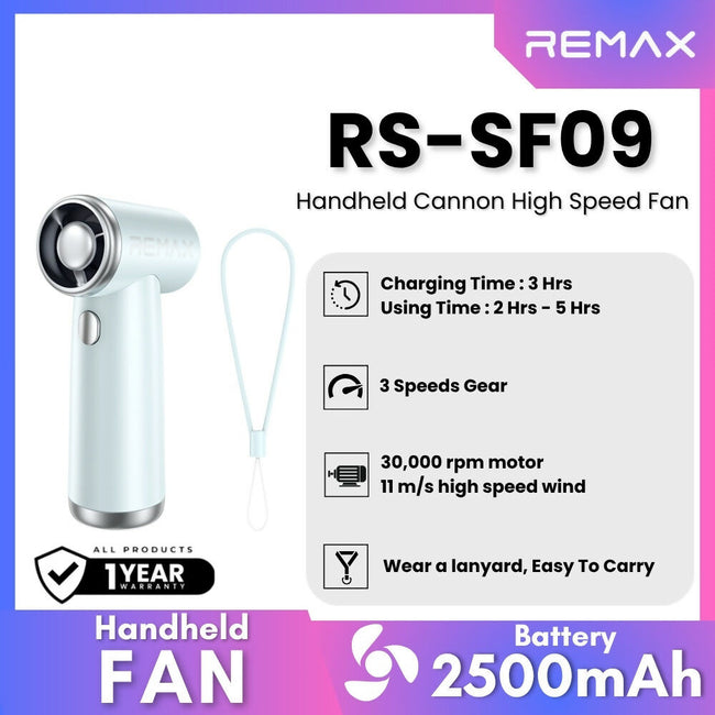 REMAX - RS-SF09 Handheld Cannon High Speed Fan (2500mAh)