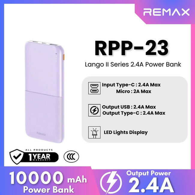 REMAX RPP-23 Lango 2 Series 10000mAh Fast Charging Power Bank(2.4A)