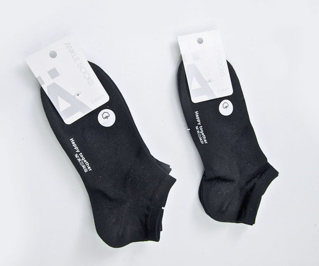 1NOM Anti-bacteria Stamping Mens Socks - 2 Pairs - Black