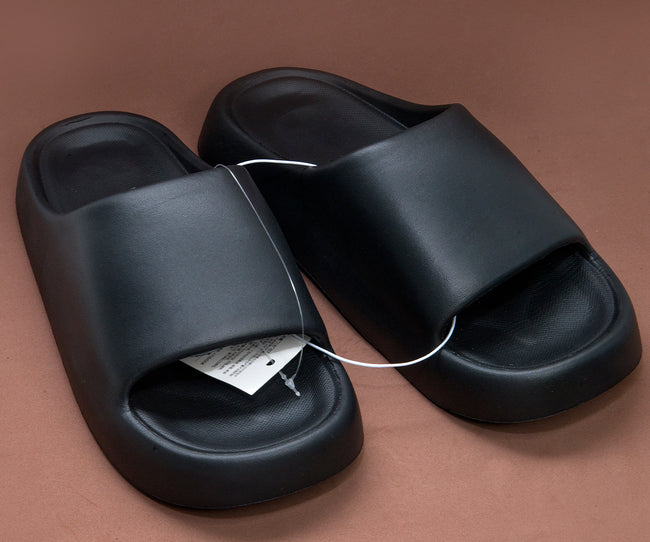 1NOM Mens Thick-soled Shower Slippers- Black