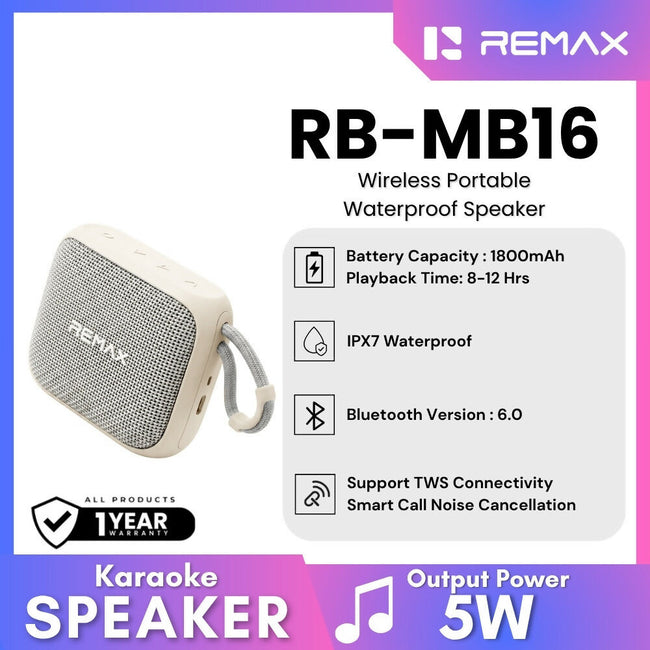 REMAX - RB-MB16 Waterproof Wireless Portable Speaker ( 5W )