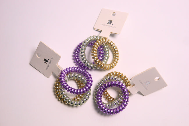 1NOM Light Colour Spiral Hair Tie - 3 Pcs