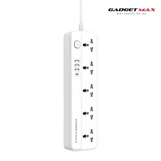 GADGET MAX - GMSC04 2500W PD+QC Fast Charging Power Socket (5AC/3USB/1 Type-C )