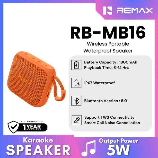 REMAX - RB-MB16 Waterproof Wireless Portable Speaker ( 5W )