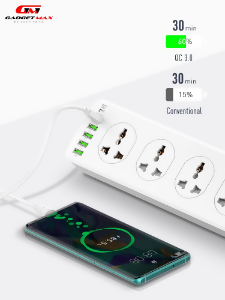 GADGET MAX - GM-S10 10AC Power Extension Socket (TYPE C 1PORT / 5USB / 10AC OUTLETS / 2METER / 2500W)