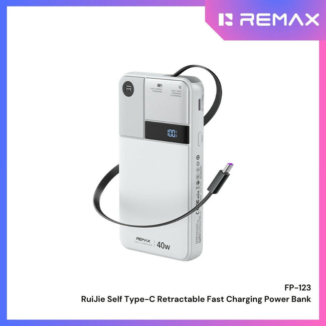 REMAX - FP-123 10000mAh RuiJie 40W Self Type-C Cable Retractable Fast Charging Power Bank
