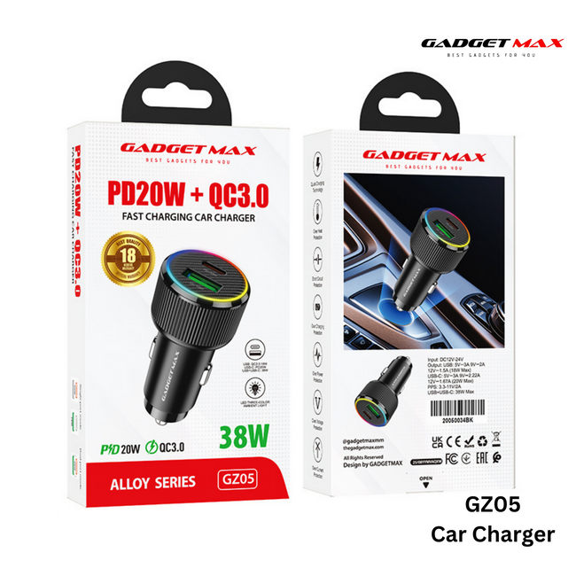 GADGET MAX - GZ05 38W Fast Charging Car Charger
