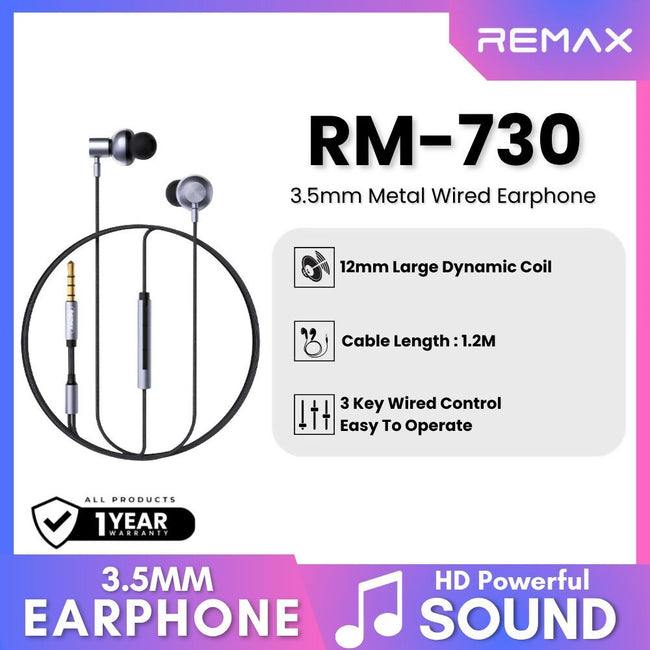 REMAX - RM-730 3.5mm Metal Wired Earphone