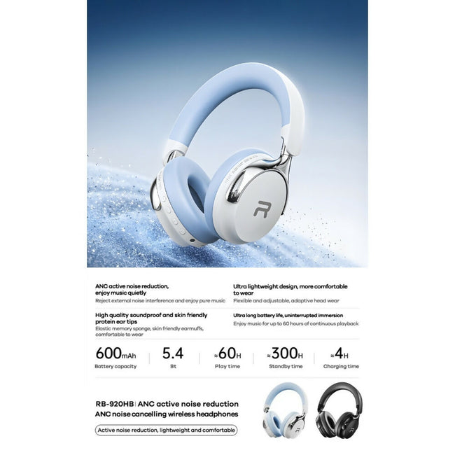REMAX - RB-920HB ANC Noise Cancelling Bluetooth Wireless Headphone