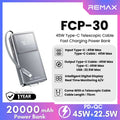 REMAX - FCP-30 20000mAh Type-C Scalable Cable Fast Charging Cabled Power Bank ( PD45W )