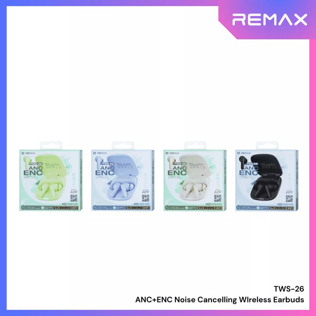 REMAX - TWS-26 ANC+ENC Noise Canceling True Wireless Stereo Music Talking Wireless Earbuds