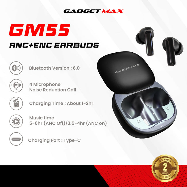 GADGET MAX - GM55 Fliz Series ANC+ENC Bluetooth Wireless Earbuds