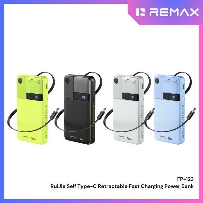 REMAX - FP-123 10000mAh RuiJie 40W Self Type-C Cable Retractable Fast Charging Power Bank