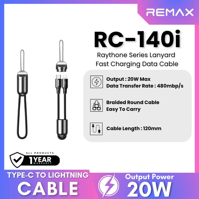 REMAX - RC-140i C-L Raythone Series Type-C to Lightning Fast Charging Data Cable (20W)