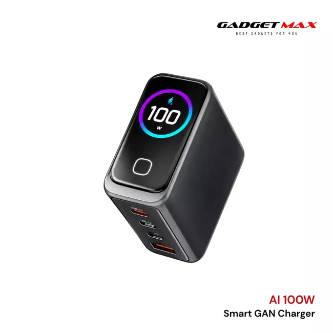GADGET MAX - AI 100W Smart GAN Charger ( 1 USB + 2 PD )