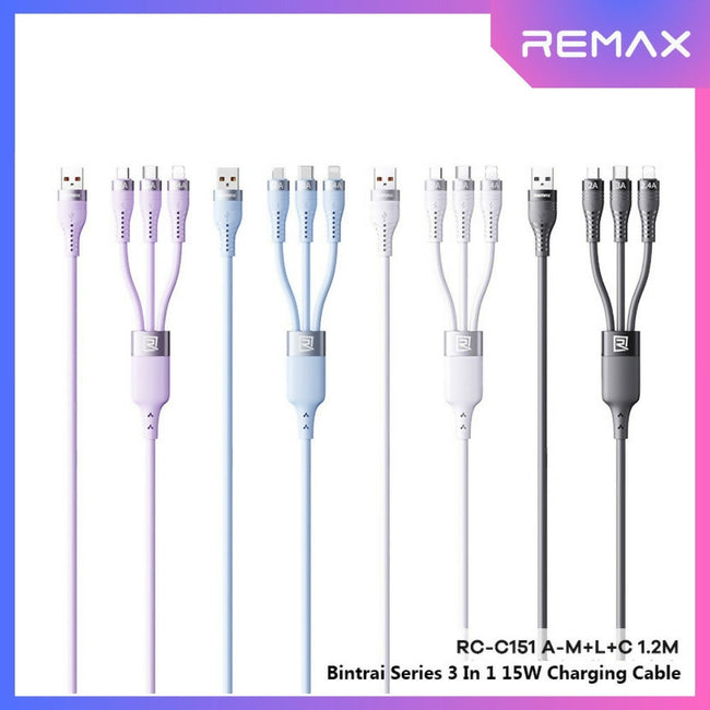 REMAX - RC-C151 Bintrai Series 3 In 1 Fast Charging Data Cable ( 15W )