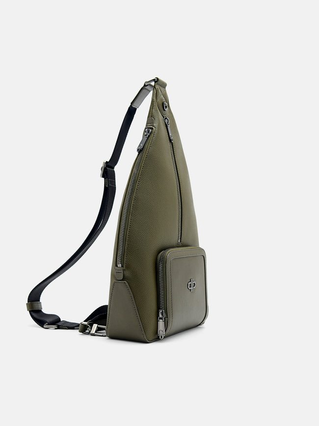 PEDRO Icon Leather Sling Pouch-Military Green