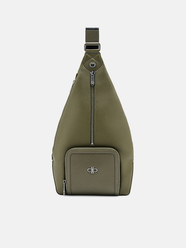 PEDRO Icon Leather Sling Pouch-Military Green