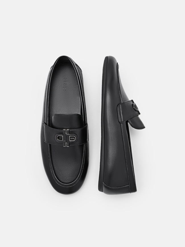 PEDRO Icon Leather Loafers-Black