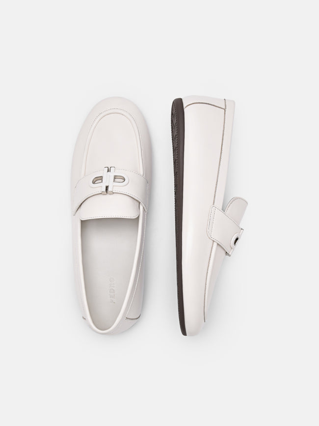 PEDRO Icon Leather Loafers-Chalk