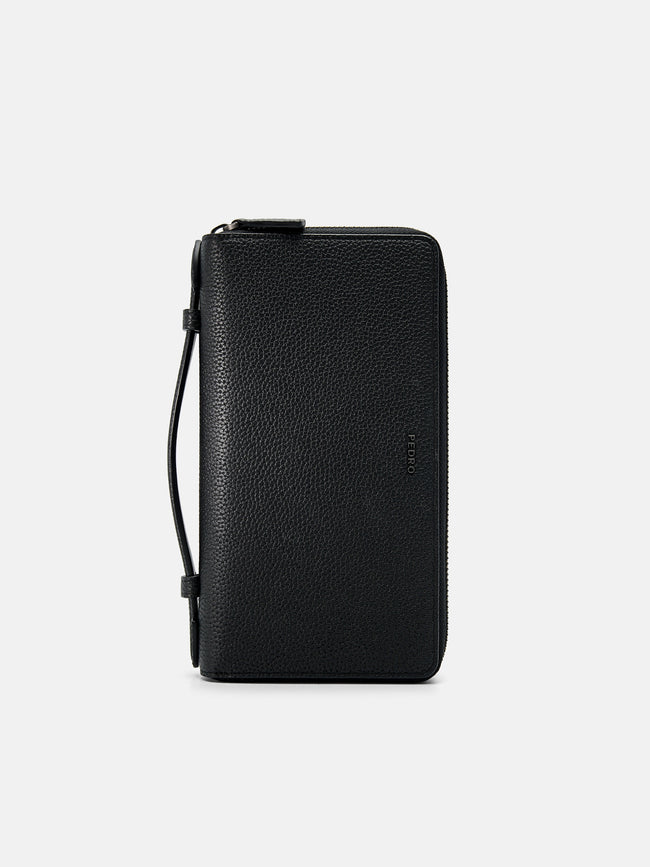 PEDRO Embossed Leather Travel Organizer-Black