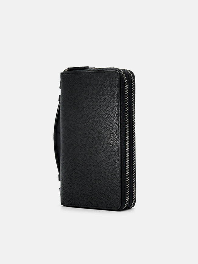 PEDRO Embossed Leather Travel Organizer-Black