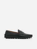 PEDRO  Leather Horsebit Driving Shoes -BLACK