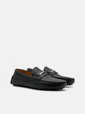 PEDRO  Leather Horsebit Driving Shoes -BLACK