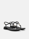 PEDRO Slingback Thong Sandals- Black