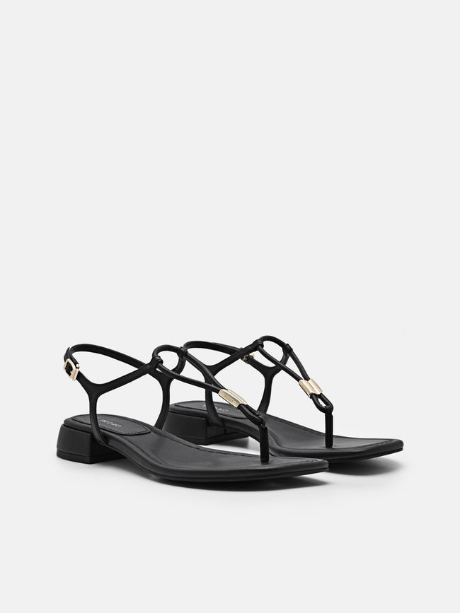 PEDRO Slingback Thong Sandals- Black
