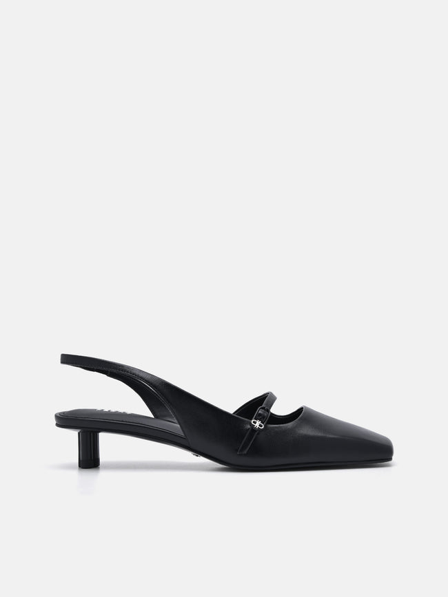 PEDRO Icon Leather Heel Pumps-Black