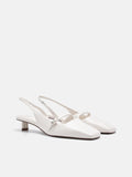 PEDRO Icon Leather Heel Pumps-Chalk