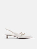 PEDRO Icon Leather Heel Pumps-Chalk