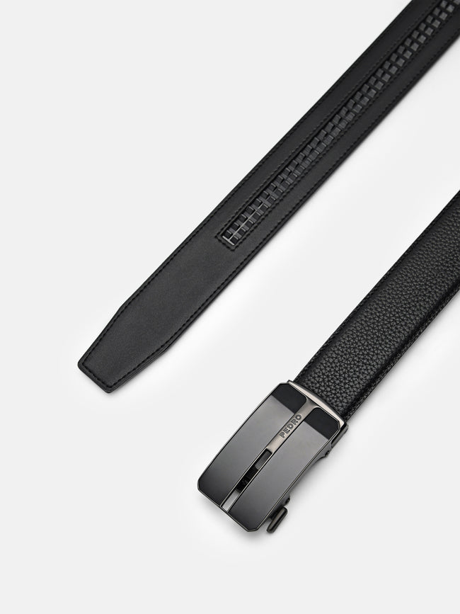 PEDRO Embossed Leather Automatic Belt-Black