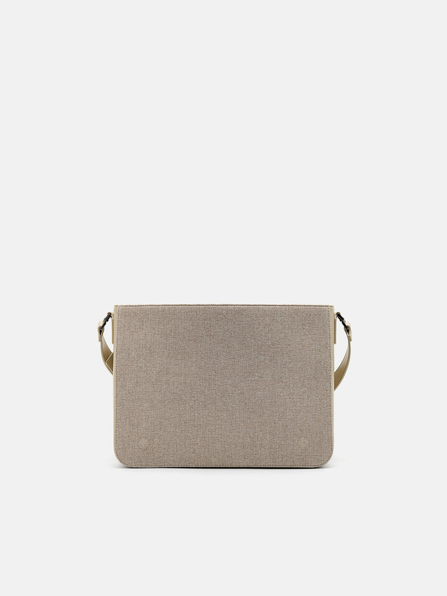 PEDRO The Textured Panel Messenger Bag-Taupe