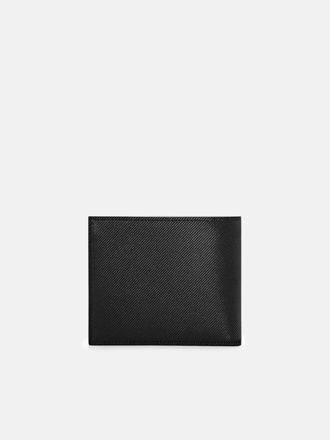 PEDRO  Embossed Leather Bi-Fold Wallet-Black