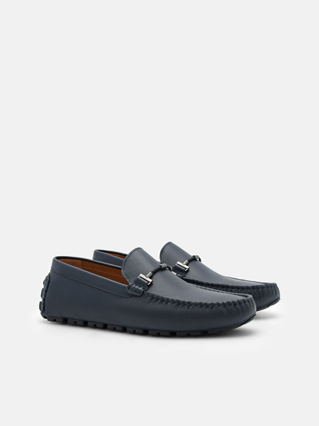 PEDRO Robert Leather Driving Shoe-Navy