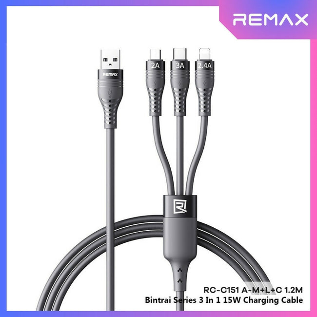 REMAX - RC-C151 Bintrai Series 3 In 1 Fast Charging Data Cable ( 15W )