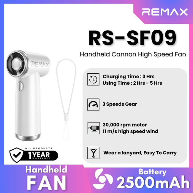 REMAX - RS-SF09 Handheld Cannon High Speed Fan (2500mAh)