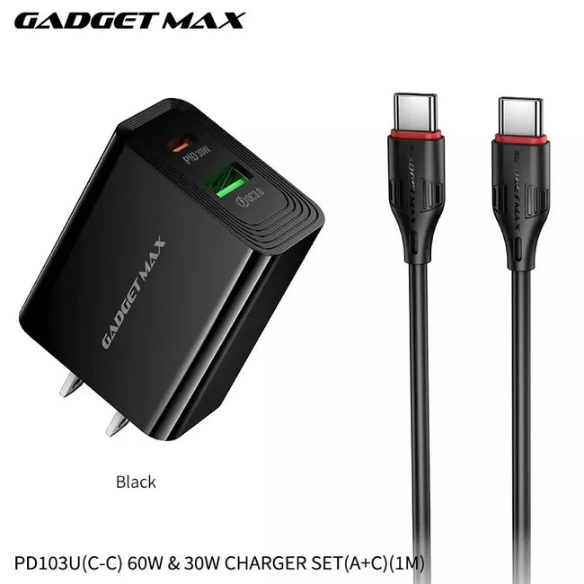 GADGET MAX - PD103U 30W PD (USB-A+USB-C) Charger Set