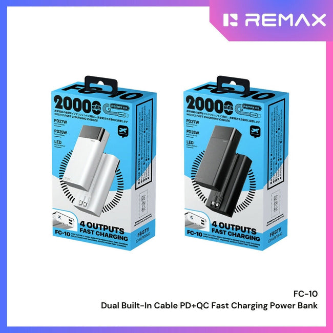 REMAX - FC-10 20000mAh Dual Built-In Cable PD+QC Fast Charging Power Bank