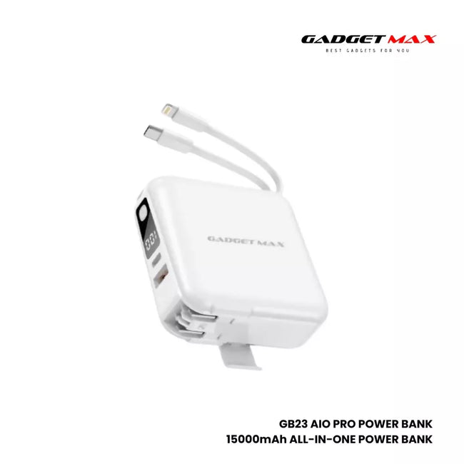 GADGET MAX GB23 AIO Pro Series 15000mAh All-in-One PD+QC Fast Charging Power Bank(PD 20W+QC 22.5W)