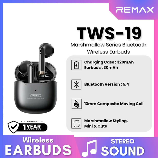 REMAX TWS-19 Marshmallow Series Wireless Bluetooth Earbuds