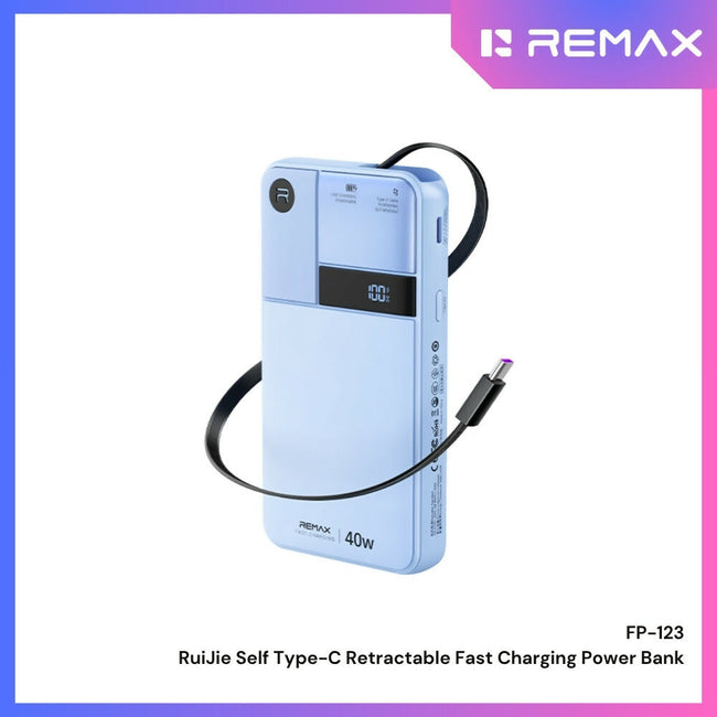 REMAX - FP-123 10000mAh RuiJie 40W Self Type-C Cable Retractable Fast Charging Power Bank